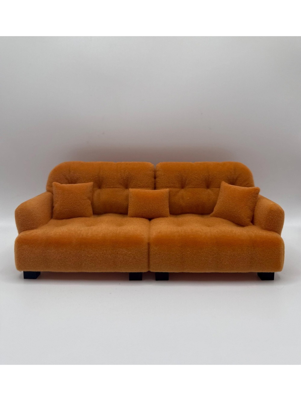 1:24 Scale Miniature Sofa, Dollhouse Furniture, Velvet Flocked MCM Sofa Mini
